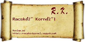 Racskó Kornél névjegykártya